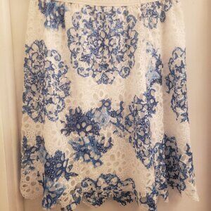 Pretty Pink Whit and Blue Lace Skirt Size XL